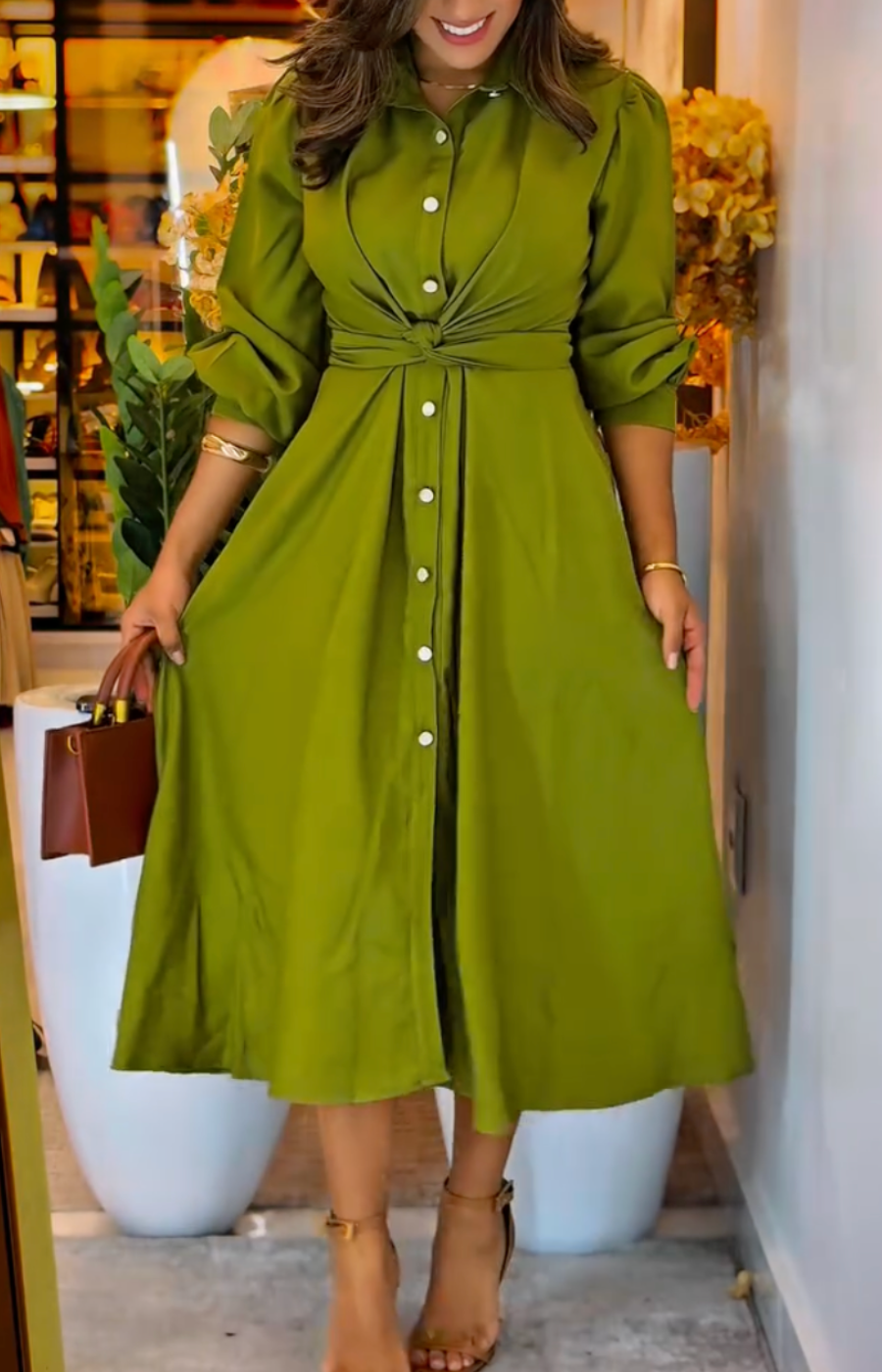 1013 - Vestido Camisa Longo com Gola Polo