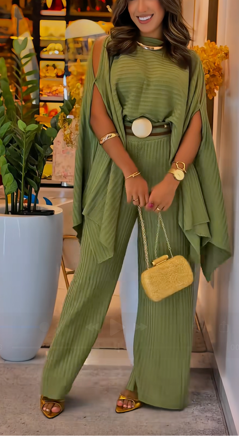 3044 - Conjunto Feminino com Blusa Assimétrica Luxo