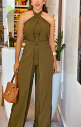 2032 - Macacão Gola Alta com Amaração