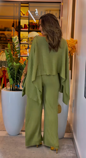 3044 - Conjunto Feminino com Blusa Assimétrica Luxo